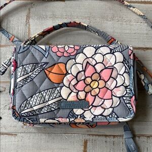 Vera Bradley Floral Quilted Crossbody Bag - Gray and Pink